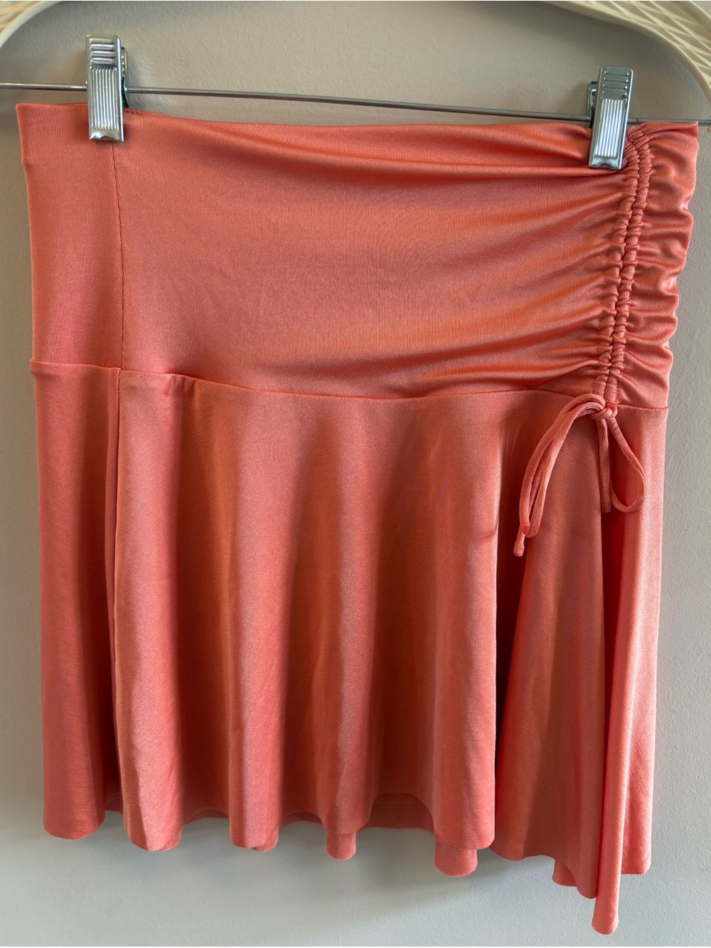 NWT Free People Coral Rust Ruched Side Tie Flowy Midi Skirt